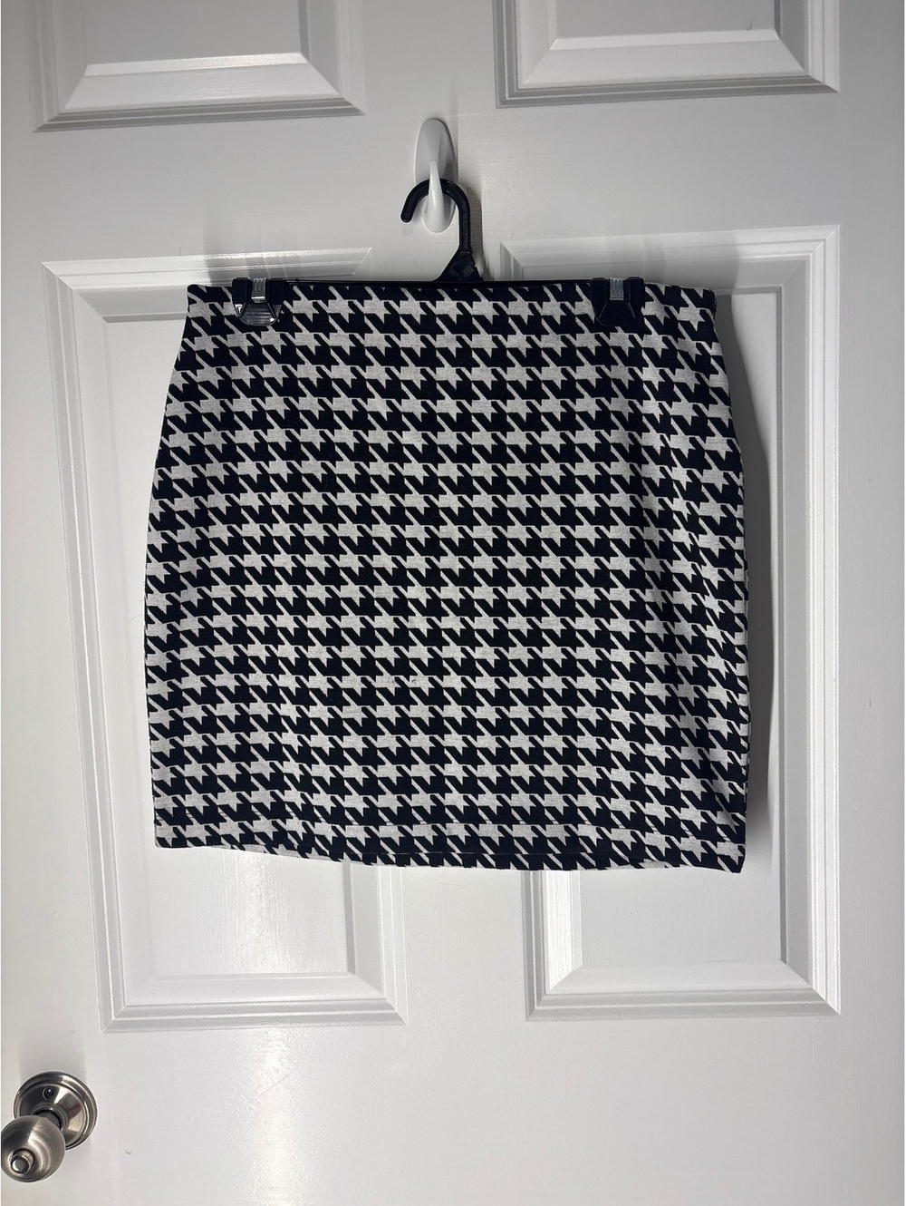 Y2K Bodycon Moto Streetwear Indie Black and White Bodycon Medium Mini Skirt